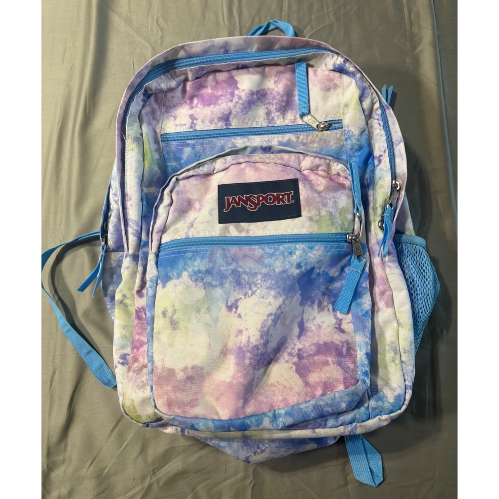 JanSport Big Student Backpack Pastel Tie Dye Blue Purple School Travel Bag